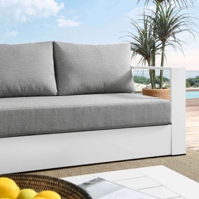 Tahoe White & Light Gray Modern Outdoor Sofa