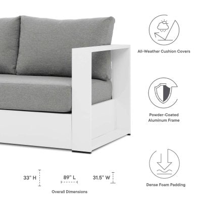 Tahoe White & Light Gray Modern Outdoor Sofa