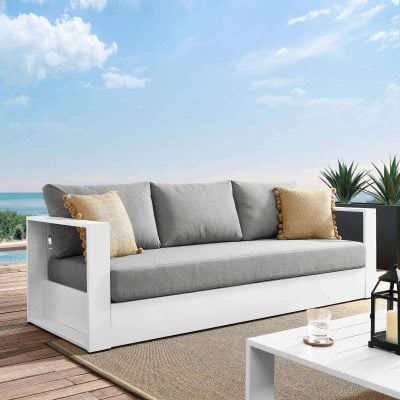 Tahoe White & Light Gray Modern Outdoor Sofa