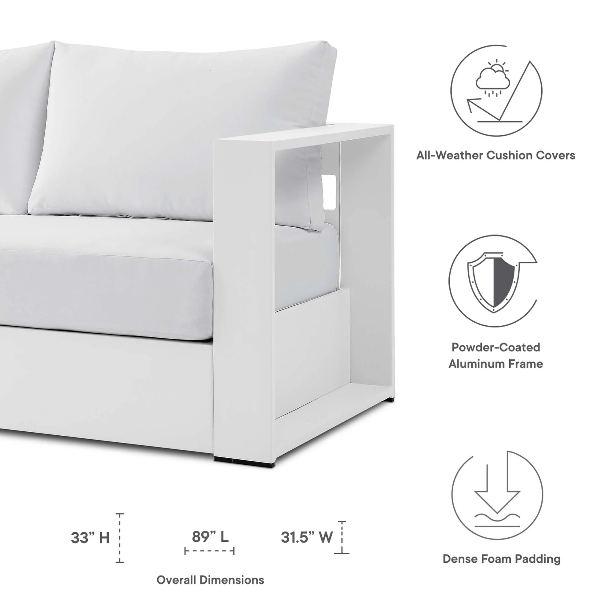 Tahoe White Modern Outdoor Sofa