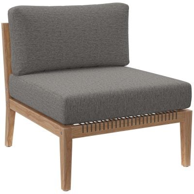 Clearwater Outdoor Teak Wood Gray Sectional armless