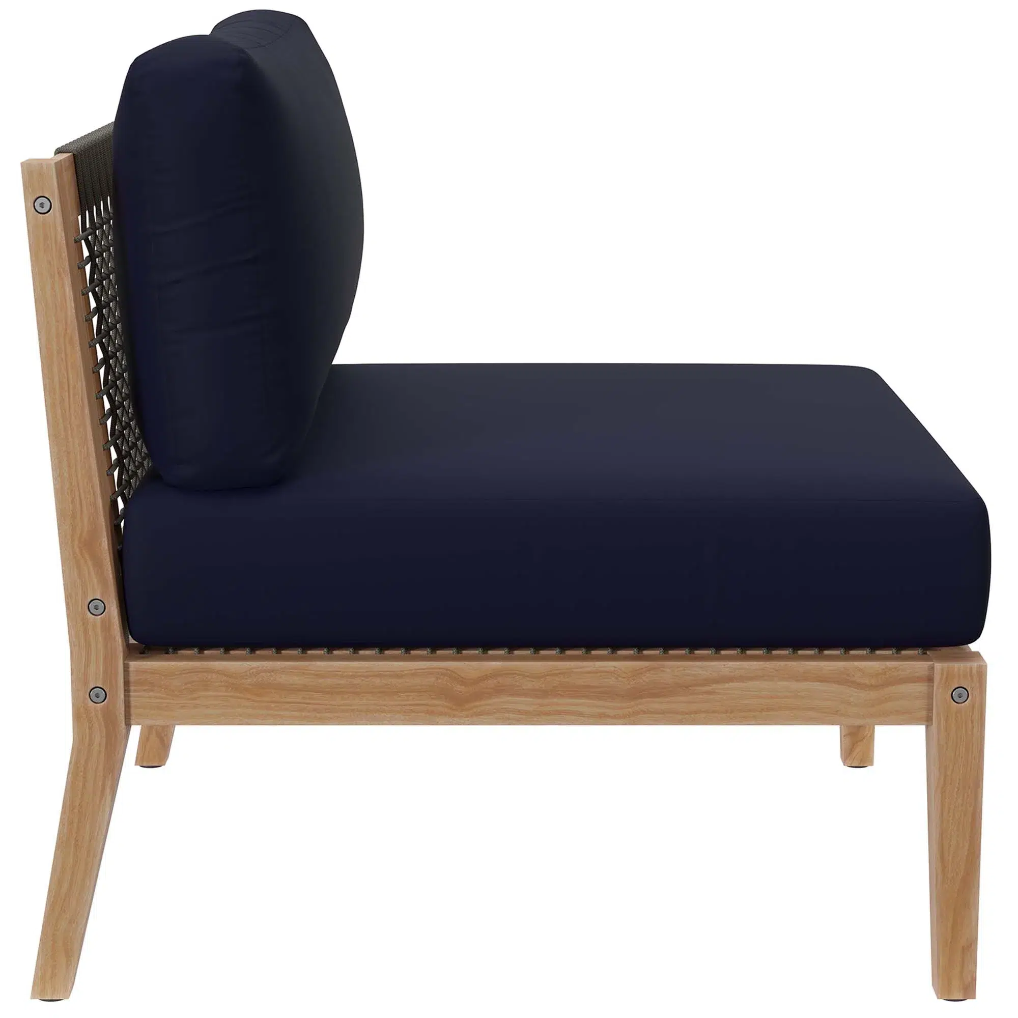 Clearwater Outdoor Teak Wood Blue Sectional Sofa