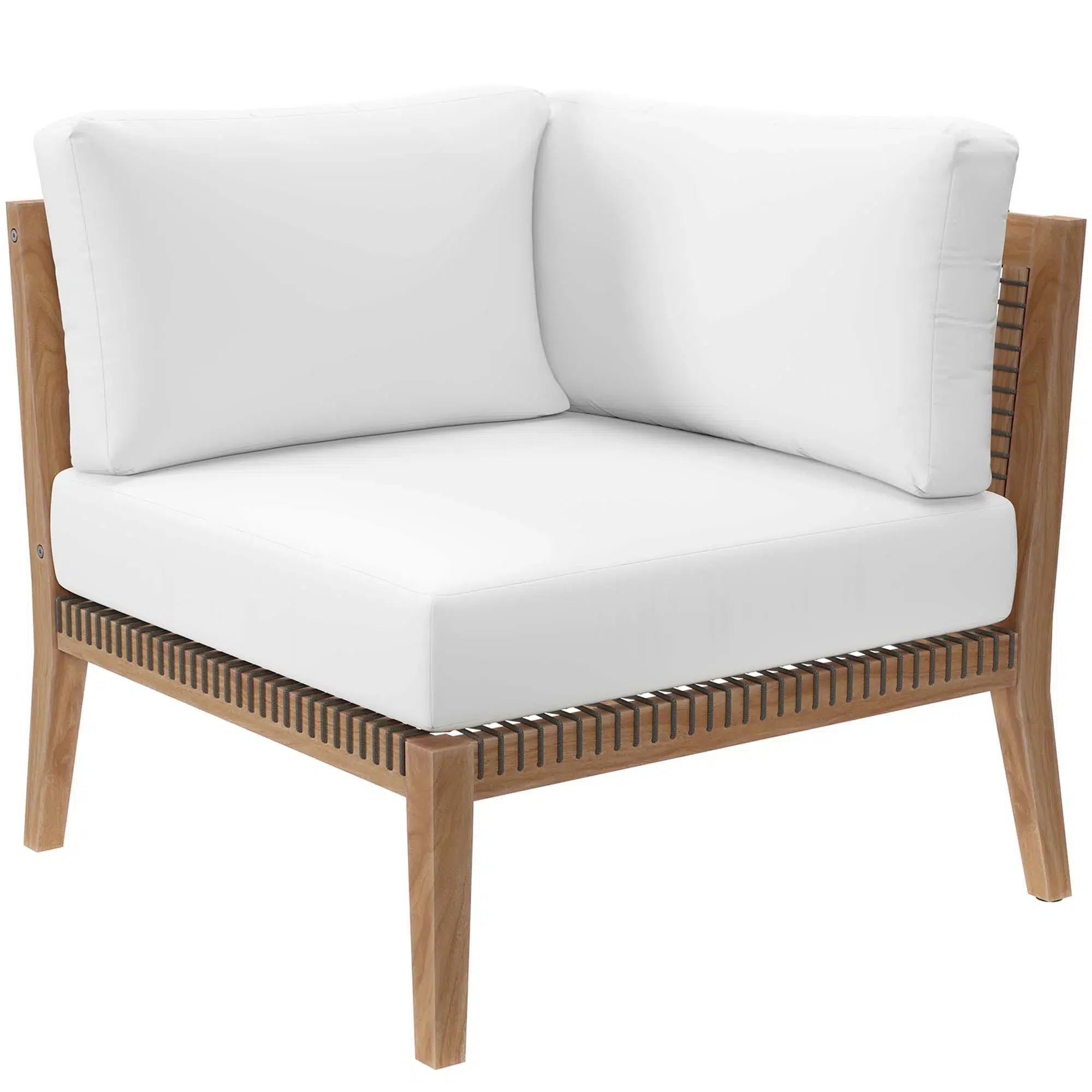 Clearwater Outdoor Teak Wood White Sectional Sofa