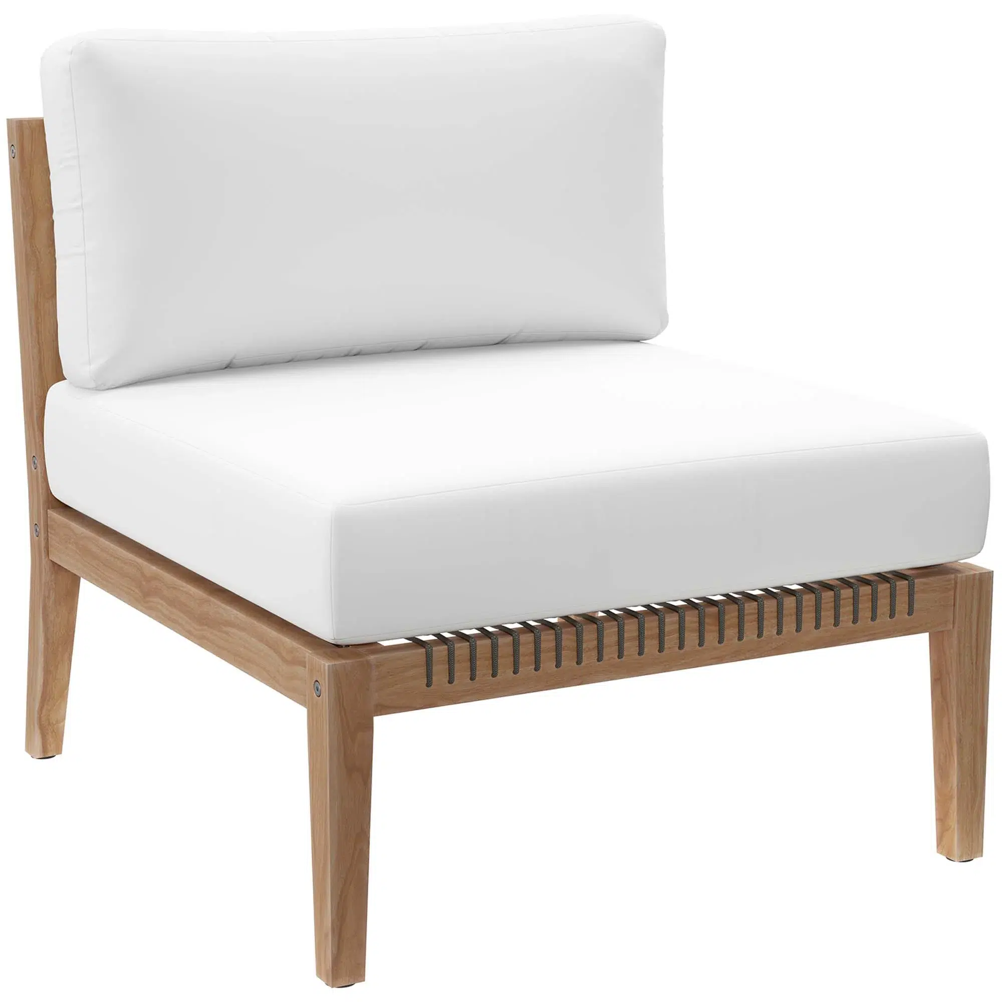 Clearwater Outdoor Teak Wood White Sectional Sofa