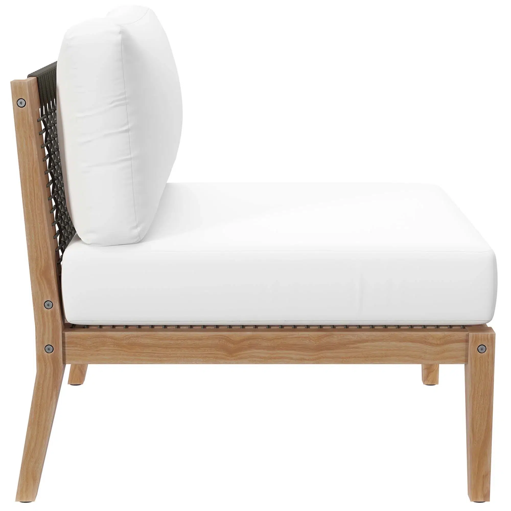 Clearwater Outdoor Teak Wood White Sectional Sofa