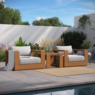 Tahoe Acacia Wood Outdoor Water Resistant Sofa
