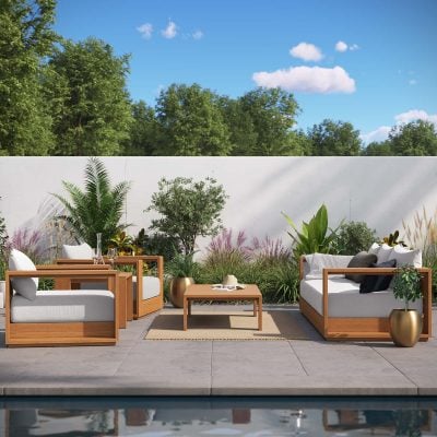 Tahoe Acacia Wood Outdoor Water Resistant Sofa