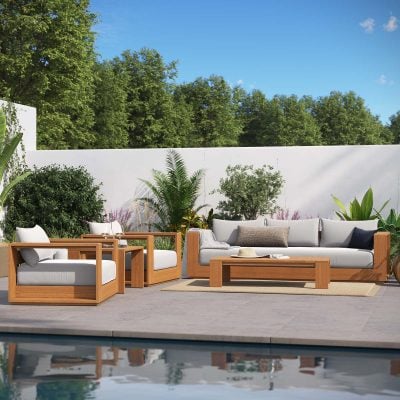 Tahoe Acacia Wood Outdoor Water Resistant Sofa