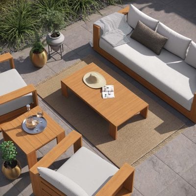Tahoe Acacia Wood Outdoor Water Resistant Sofa