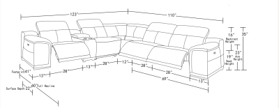 Reclining modular sofa dimensions