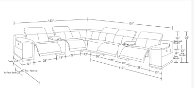 Reclining modular sofa dimensions