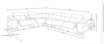 Reclining modular sofa dimensions
