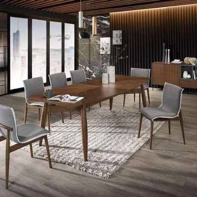 Mid Century Modern Walnut Wood Dining Table