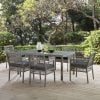 Aura 7 Pc Outdoor Wicker Blue Dining Set