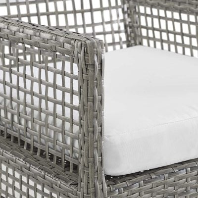 Aura 7 Pc Outdoor Wicker White Dining Set