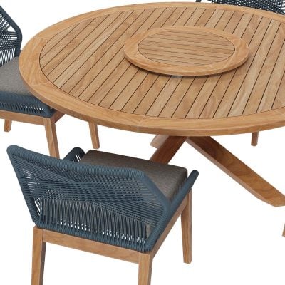 Wellspring Teak & Graphite Blue Outdoor Dining Set
