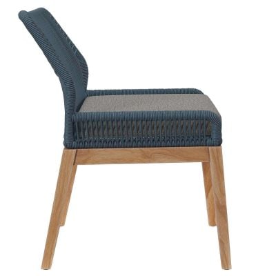 Teak wood graphite blue patio dining chair