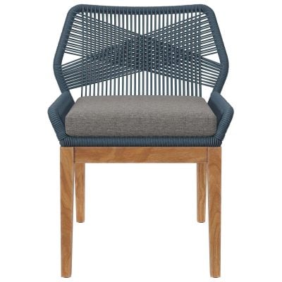 Teak wood graphite blue patio dining chair