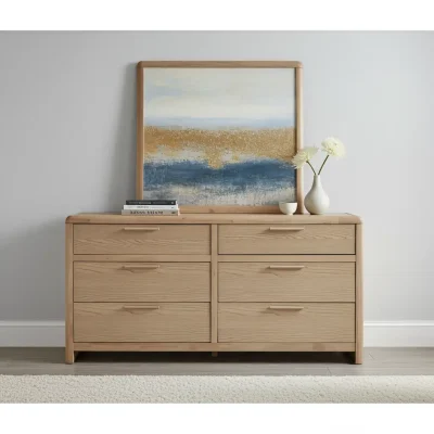 Furano Six Drawer Light Wood Dresser