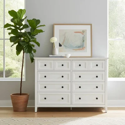 Grace 8 Drawer White Dresser