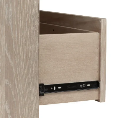 Gardenia Gray Oak Wood Dresser With Gold Handles