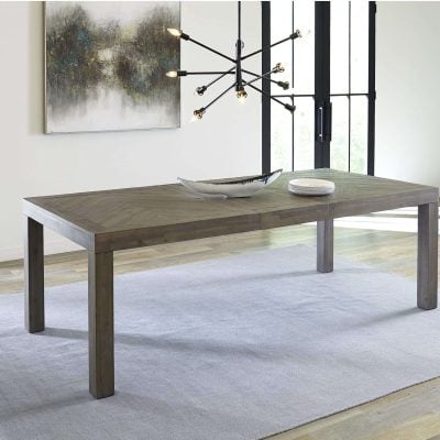 Herringbone Extendable Rustic Wood Dining Table