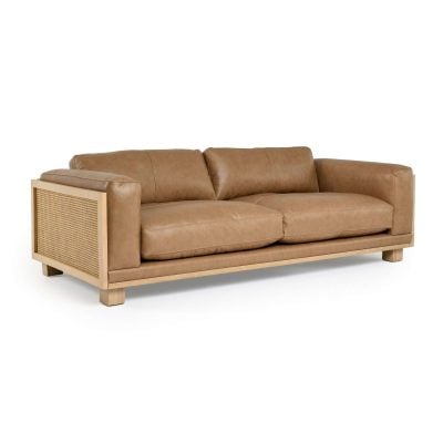 danson leather brown sofa