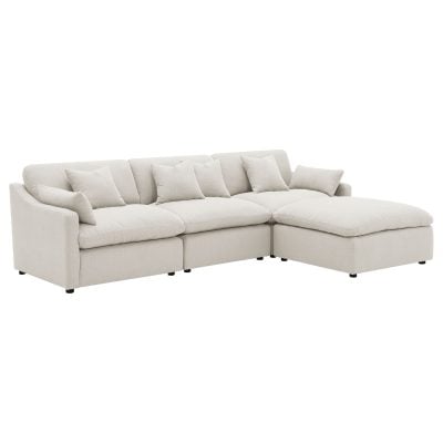 Hobson off white 4 pc sectional sofa and ottoman