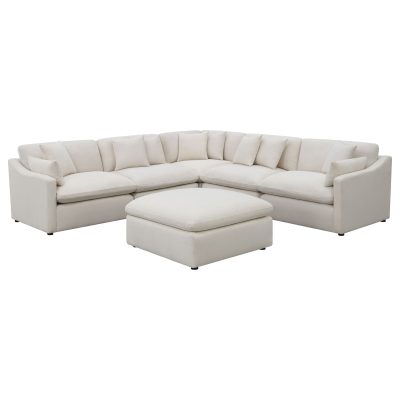 Hobson off white 6 pc sectional sofa and ottoman