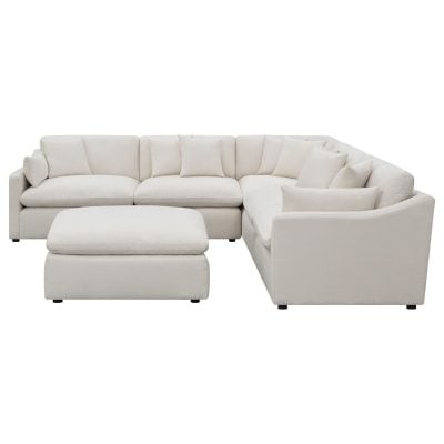 Hobson off white 6 pc sectional sofa and ottoman