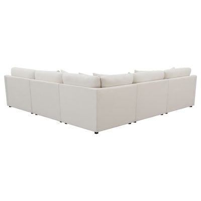 Hobson off white 6 pc sectional sofa and ottoman