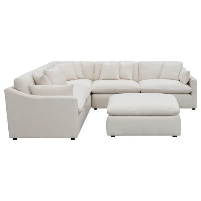 Hobson off white 6 pc sectional sofa and ottoman