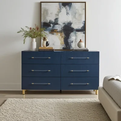 Argento 6 Drawer Navy Blue Dresser