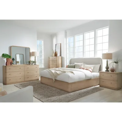 Penny Light Wood Curved Dresser