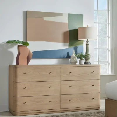 Penny Light Wood Curved Dresser