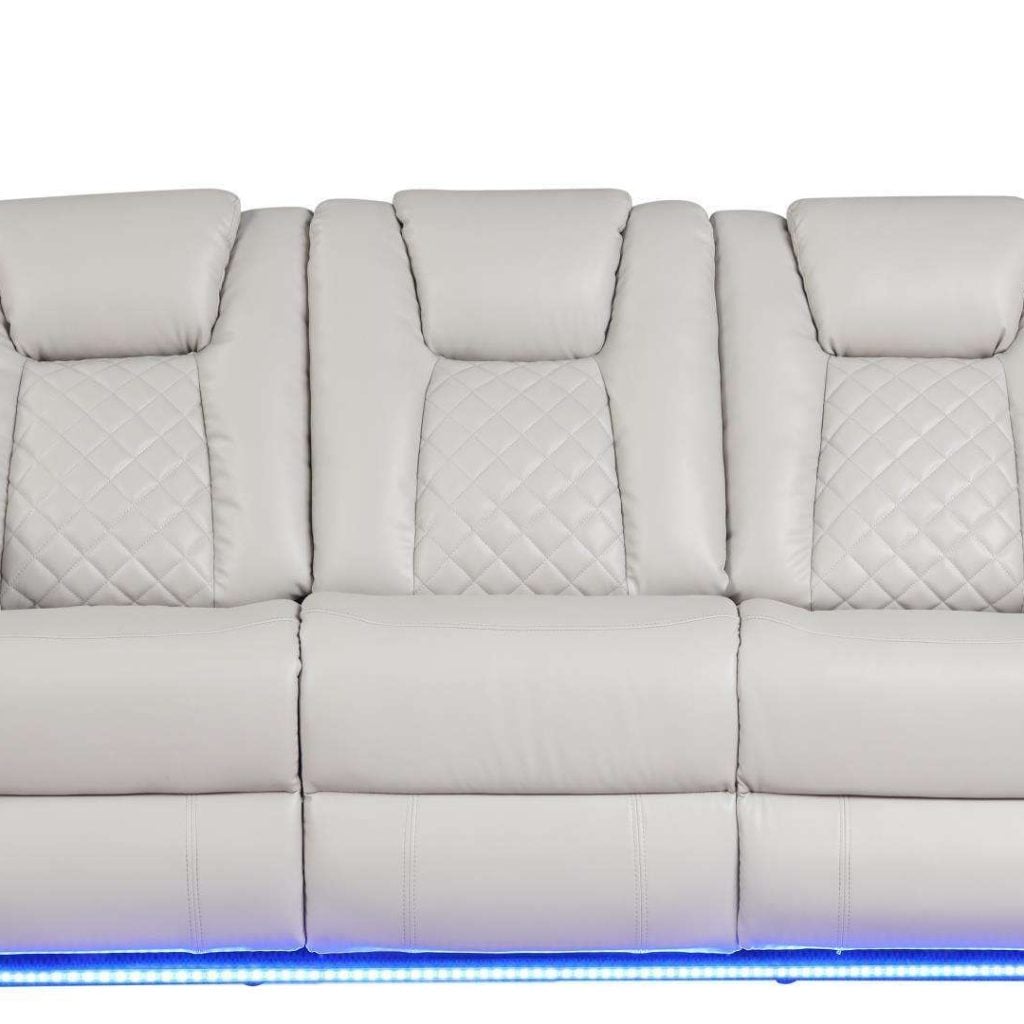 Benz Modern White Leather Reclining Sofa Set