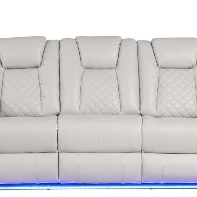 Benz Modern White Leather Reclining Sofa Set