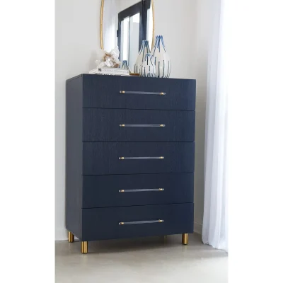 Argento 5 Drawer Navy Blue Chest