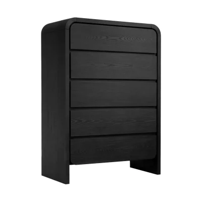 Elora 5 Drawer Black Wood Chest