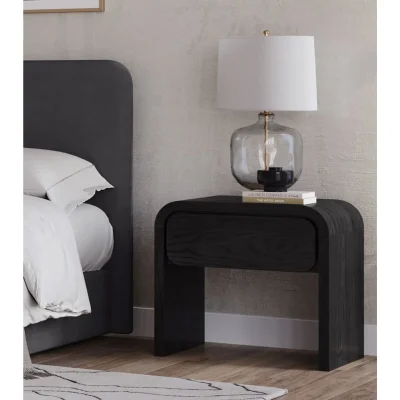 Elora Curved Black Nightstand