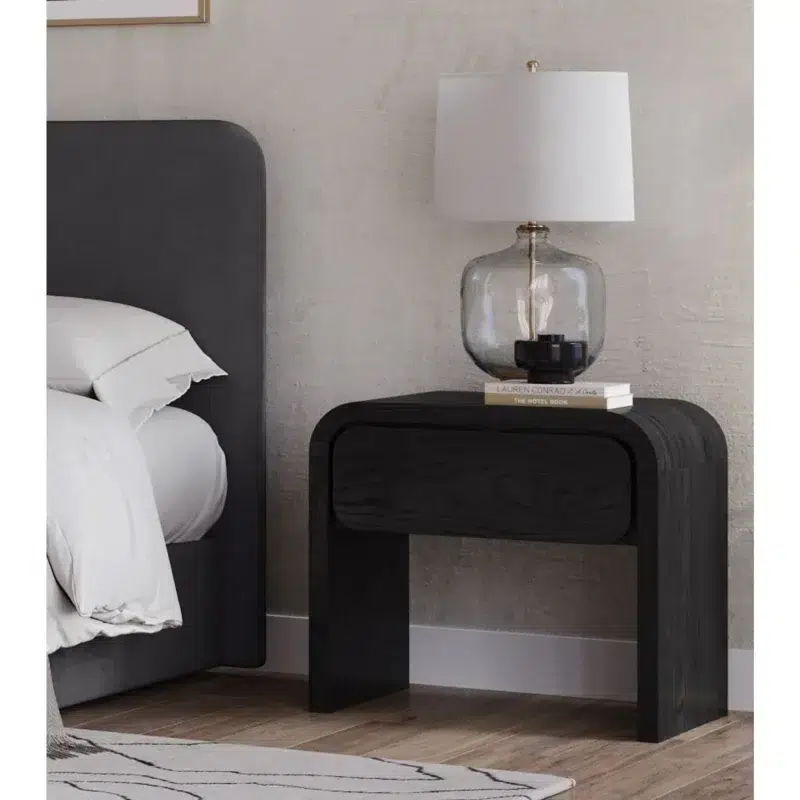 Elora Curved Black Nightstand