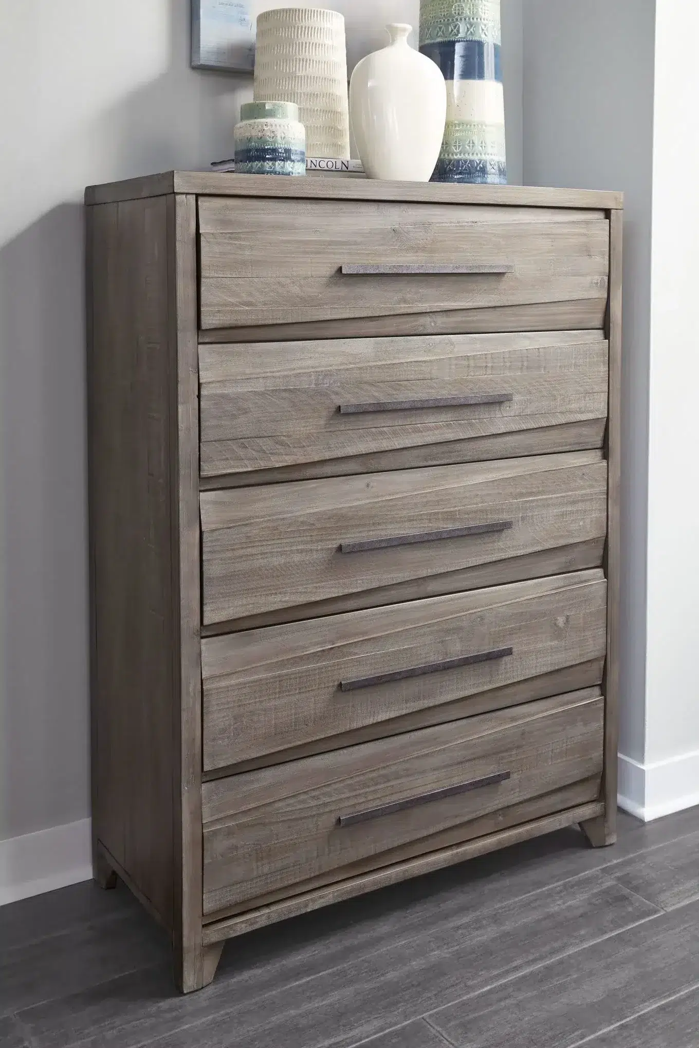 Hearst Solid Pine Wood Five Drawer Chest