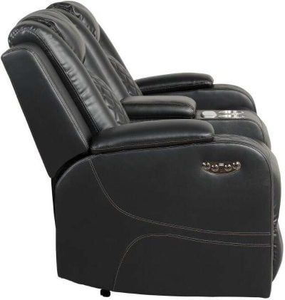 Benz Black Leather Reclining Sofa