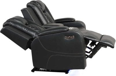 Benz Black Leather Reclining Sofa