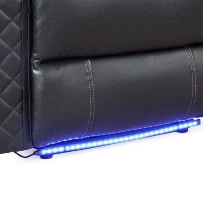 Benz Black Leather Reclining Sofa