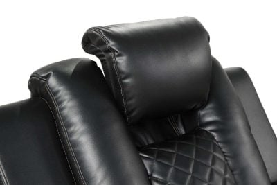 Benz Black Leather Reclining Sofa
