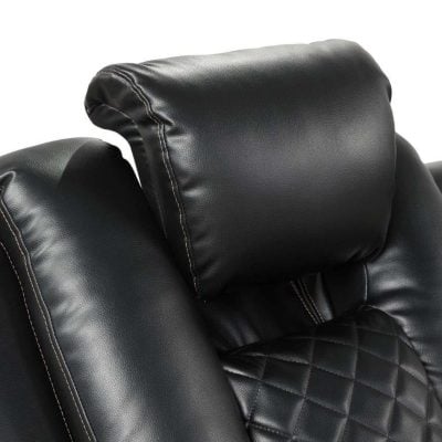 Benz Black Leather Reclining Sofa