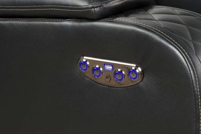 Benz Black Leather Reclining Sofa