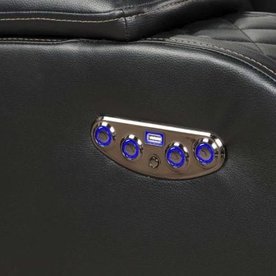 Benz Black Leather Reclining Sofa
