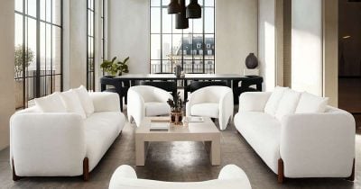 Link Off White Sofa With Cushion Back